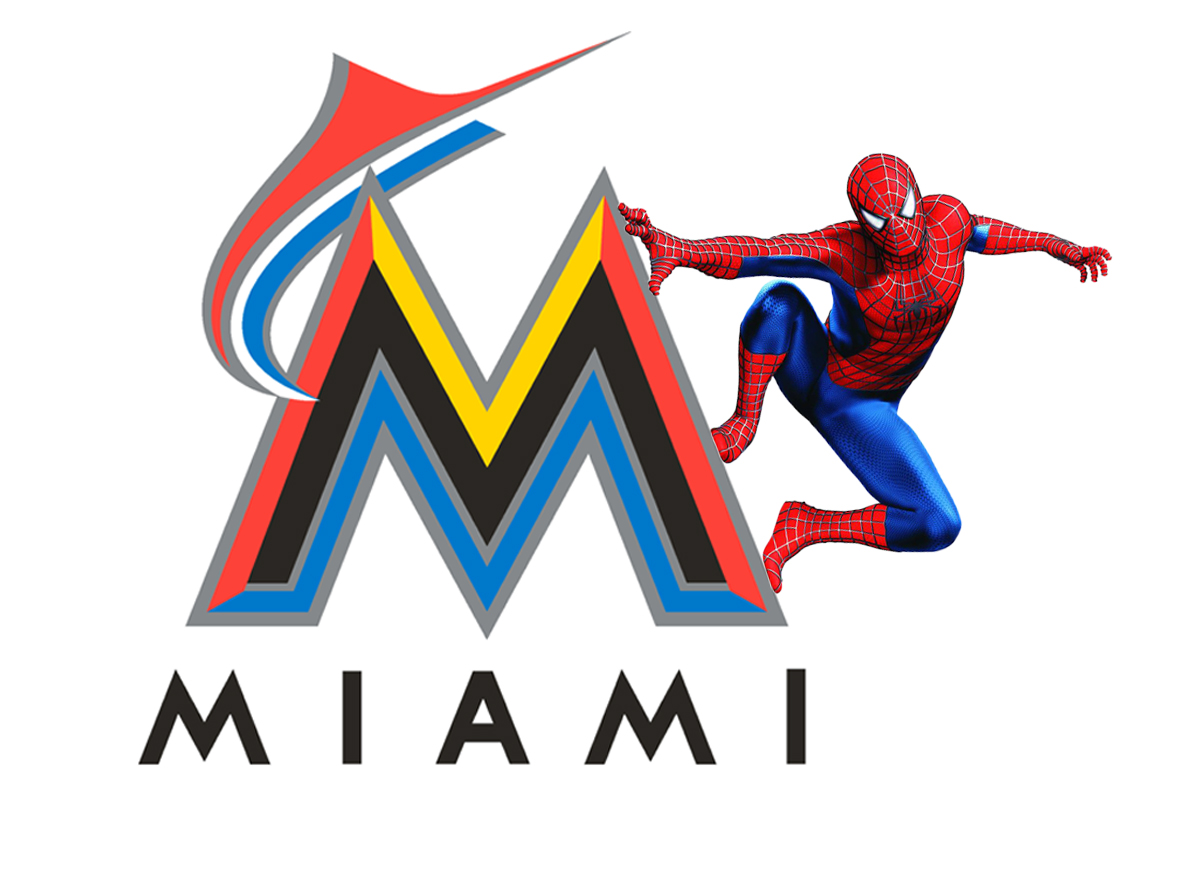 Miami Marlins Spider Man Logo vinyl decal